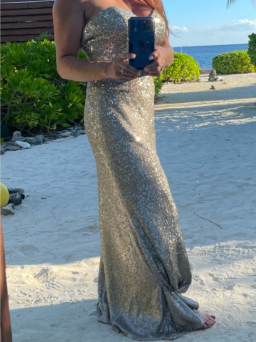 Silver Sequined Allure Bridesmaids Dress
